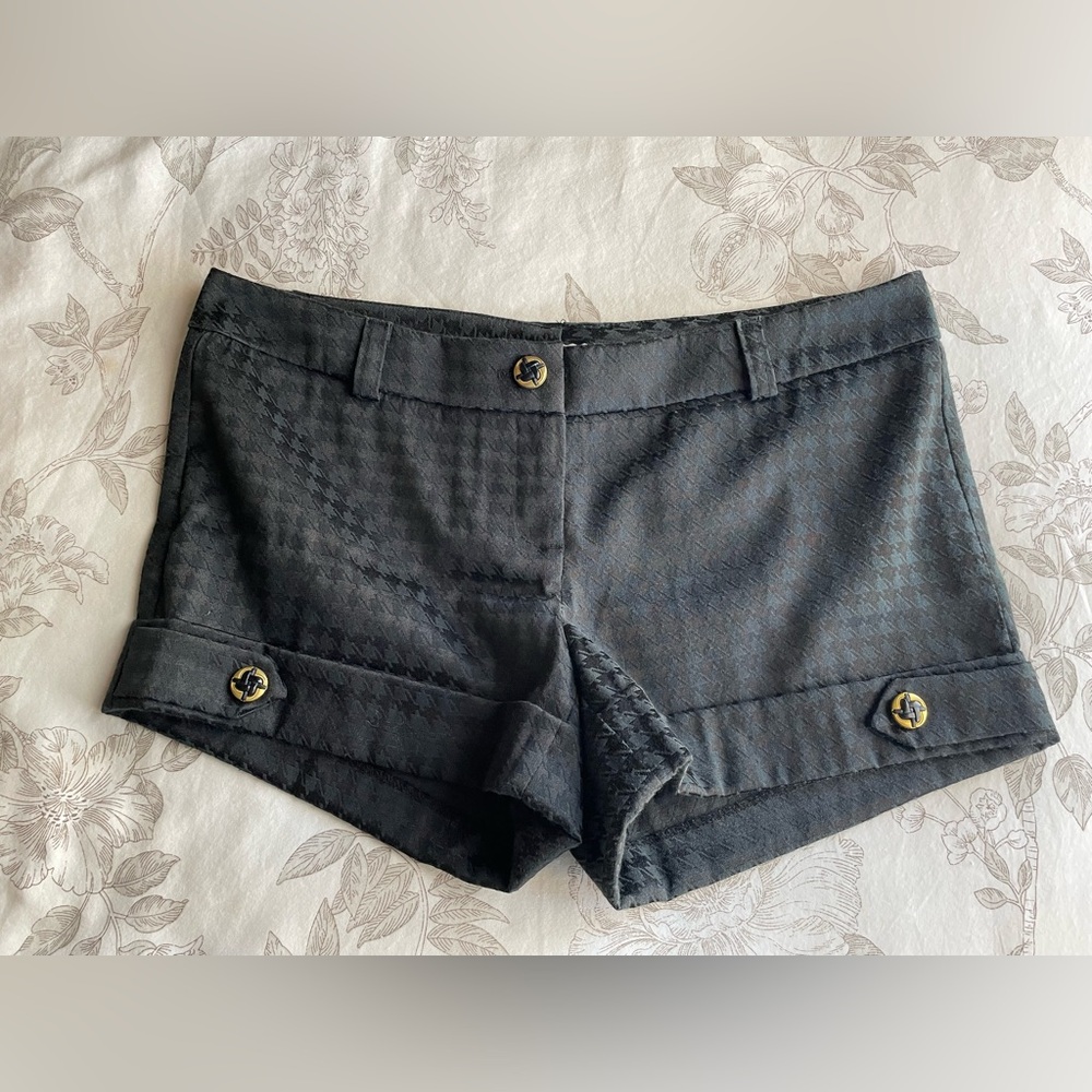 Y2K Black Herringbone Low Rise Shorts Medium Dark Academia Indie Sleeze Emo 00s